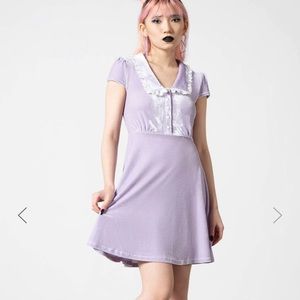 Killstar XXL Lilac Velvet Every Mourning Dress Goth Pastel Plus NEW NWT